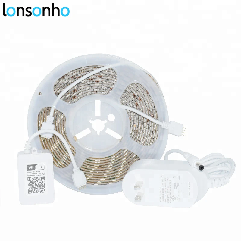 

Lonsonho RGB Led Wifi Smart Strip Rope Kit 5050 5M IP65 Waterproof Works With Alexa Google Home Mini Smart Home Automation