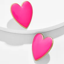 2020 pendientes de tuerca de corazón de estilo callejero negro blanco rosa amarillo para mujer pendiente de esmalte de corazón de amor de moda minimalista coreana