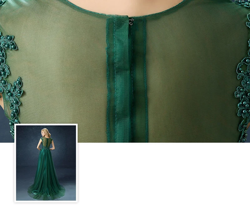 Праздничное платье без рукавов с круглым вырезом Иллюзия Кружева из бисера Deep Green платья подружек невесты Для женщин официальная Вечеринка