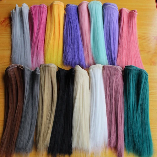AILAIKI 2Pcs lot 15cm Length DIY BJD SD Straight Wigs font b Doll b font Synthetic