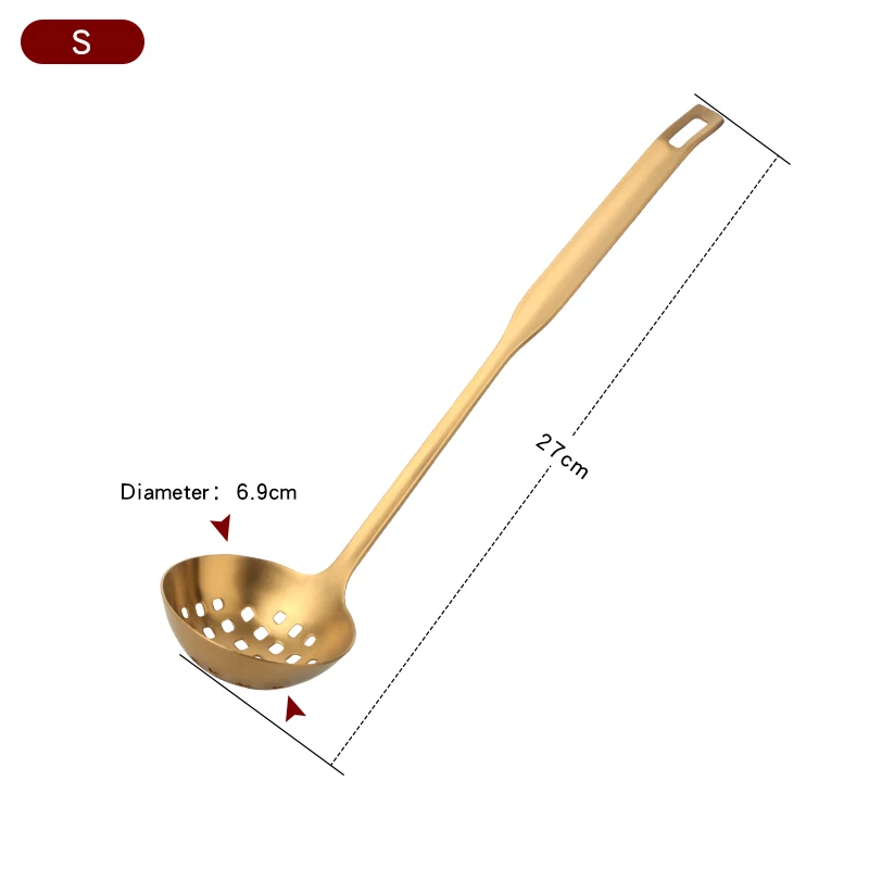 1 шт. набор с длинной ручкой радужные золотые ложки из нержавеющей стали половник ложка набор дуршлагов высококачественные суповые ложки кухонные инструменты - Цвет: 1 gold