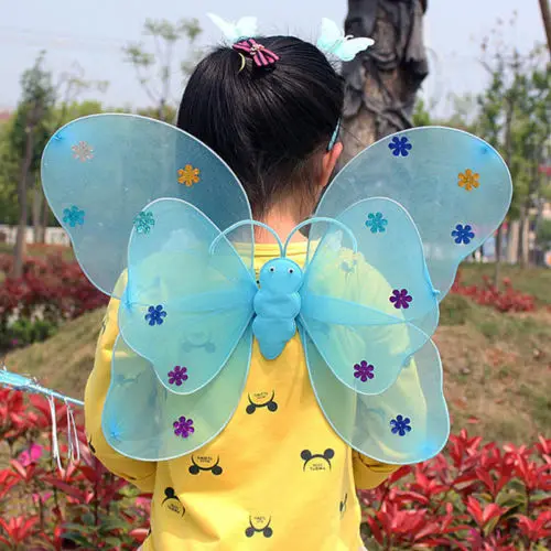 

Helen115 3Pcs Set Led Flashing Light Kid Girl Costume Set Butterfly Wings Wand Headband