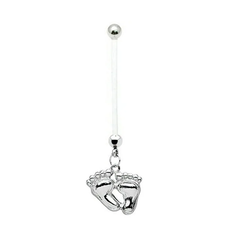 

Free Shipping Baby Feet Belly Button Rings Body Jewelry for Pregnant Maternity rings Bar Gold / Silver Plated Surgical Piercing