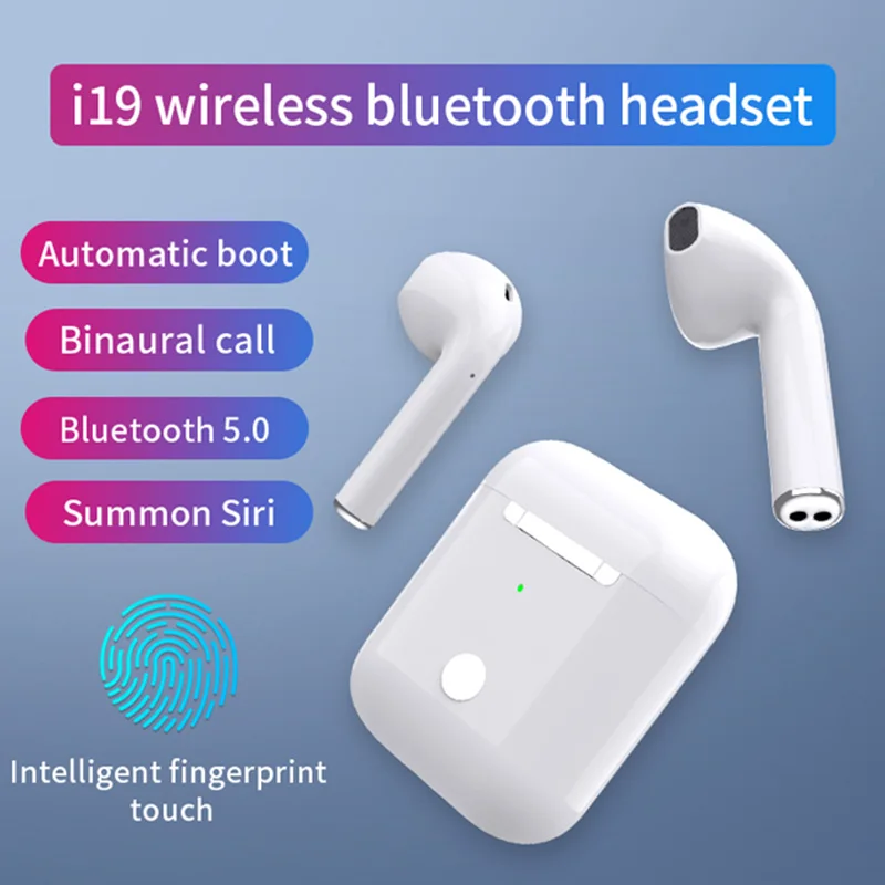 I19TWS wireless headset Bluetooth 5.0 smart touch in-ear stereo with microphone charging box 1:1 for Apple Android Huawei phones