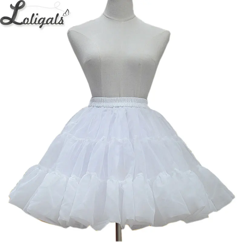 

2019 New Lolita Organza Ball Gown Skirt Sweet Short Pettiskirt White/Black Crinoline Petticoat