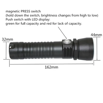 

Underwater Diving LED Flashlight Waterproof LED Torch XM-L2 1200 Lumens Flash Light Lamp Torch