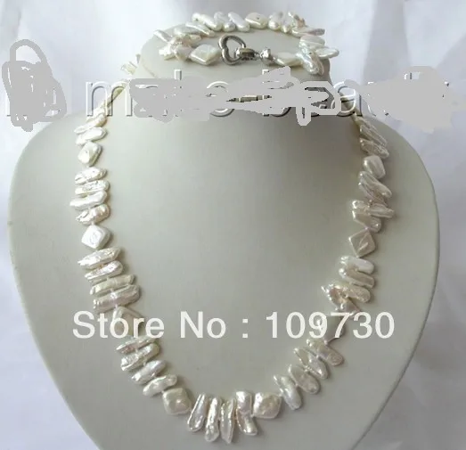 

Jewelry 00442 stunning big 20mm baroque white biwa freshwater pearl necklace bracelet set (A0423)