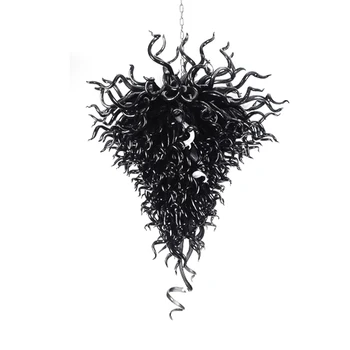 

Black Color Glass Indoor Lighting, Pendant Light Hand Blown LED Murano Pendant Lamps for Living Room Bedroom Hall
