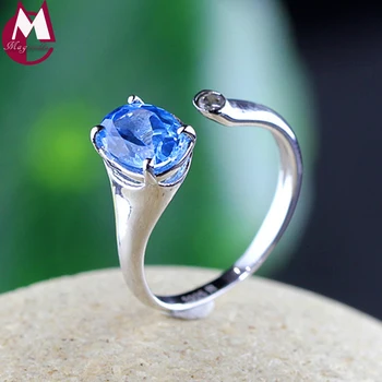 

Pink/Blue Topaz Wedding Ring 100% 925 Sterling Silver Ring For Women Charms Fashion Engagement Jewelry Romantic Mother Gift SR58