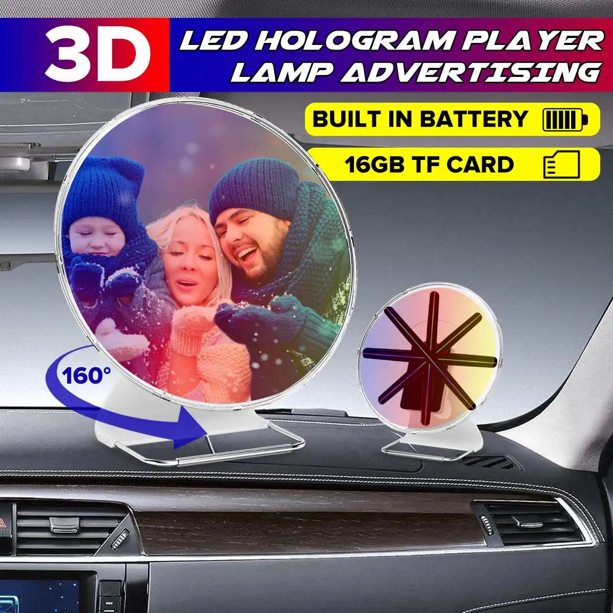 Upgraded 100CM Wifi 3D Holographic Projector Hologram Player LED Display Fan Advertising Light APP Control With Battery Outdoor Upgraded 100CM Wifi 3D Holographic Projector Hologram Player LED Display Fan Advertising Light APP Control With Battery Outdoor