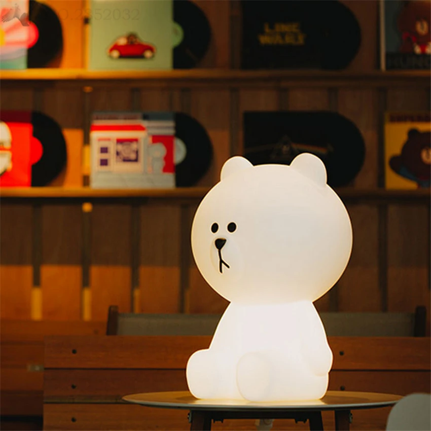 

Modern Cute White Teddy Bear Linefriend LED Table Desk Lamp Lights Children Gift Night Light Home Lighting Fixtures Party Decor