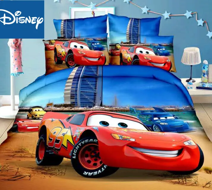 Disney Lightning McQueen автомобили Постельное белье одного Размеры детская Спальня украшения двойной плоский лист крышки одеяла 3/4 шт. в партии, новая - Цвет: CMQC3