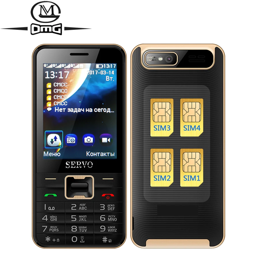 Russian keyboard Quad Sim card mobile phone Original SERVO