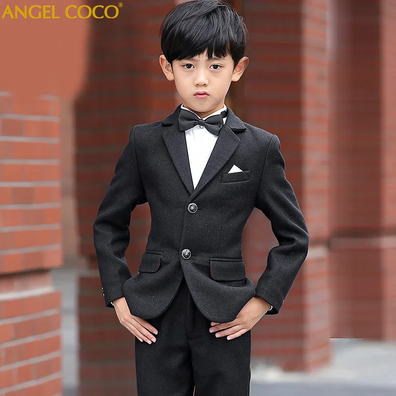 

High Quality Spring Autumn Boys Blazer Gentlemen'S Lapel Into Suit 3 Pcs (Jacket+Shirts+Pants) Costume Enfant Garcon Mariage