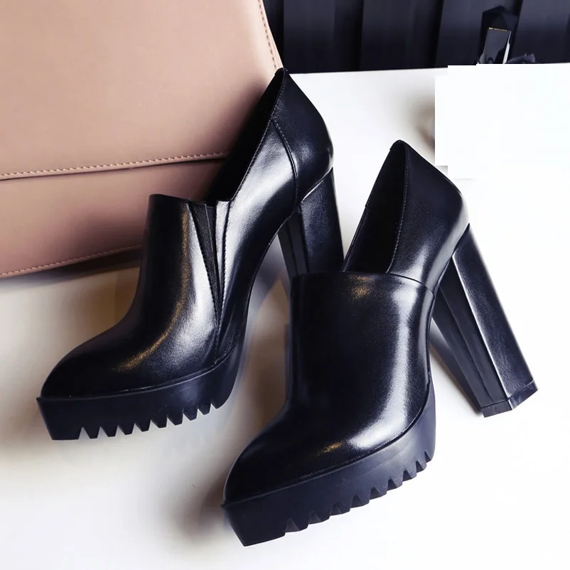 Ladies Pumps Pointed Toe European Women Shoes brand Sexy High Heels Genuine Leather Footwear