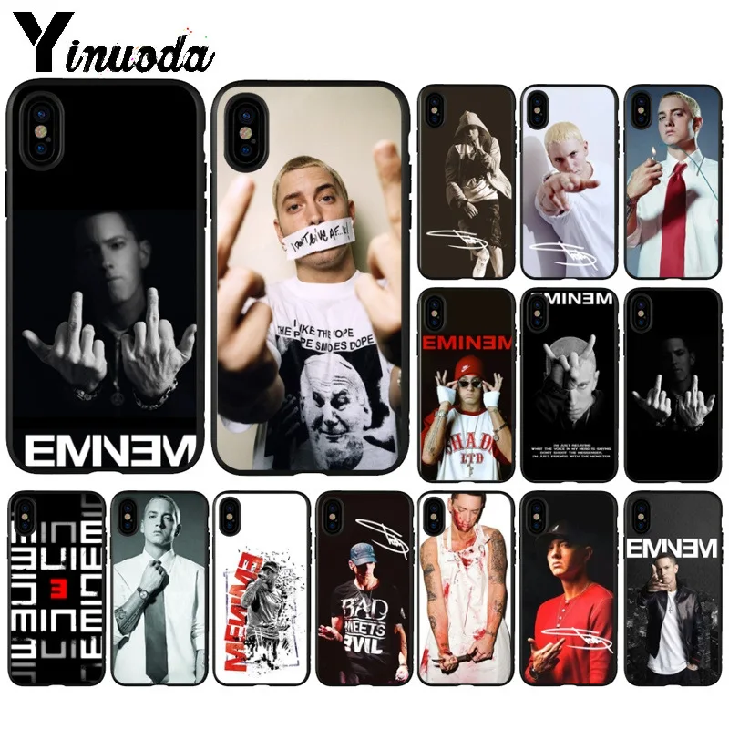 

Yinuoda Hip Hop Rapper Eminem rap TPU black Phone Case Cover Shell for iPhone 6S 6plus 7 7plus 8 8Plus X Xs MAX 5 5S XR