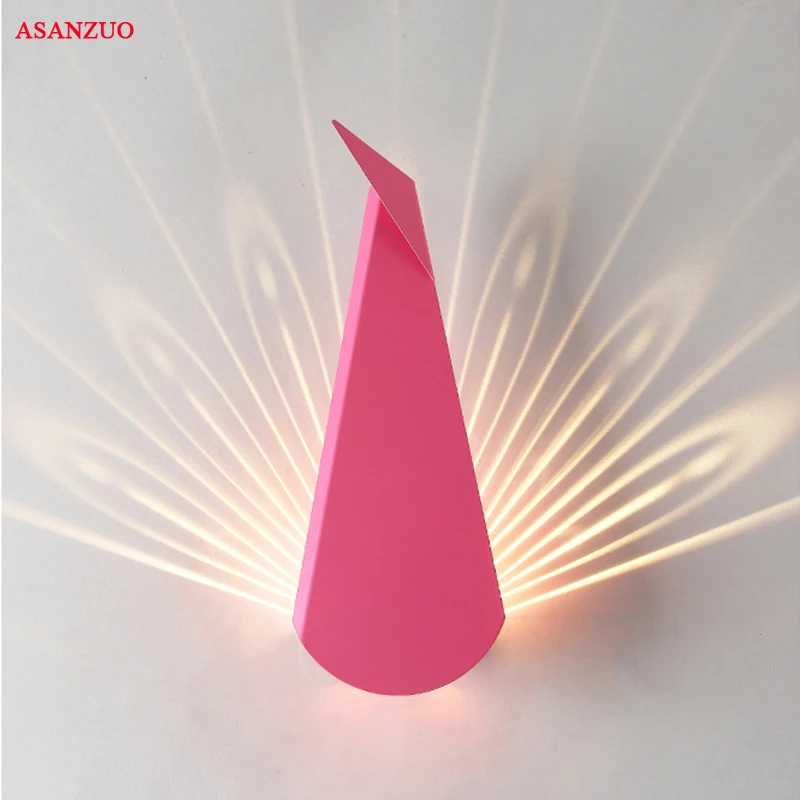 

peacock wall lamp Nordic creative wall lamp bedroom bedside living room aisle wall lamp iron folding decoration lights
