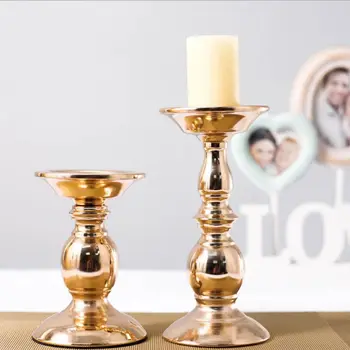 

European Style Candle Holder Gold Metal Candlestick for Wedding Centerpiece Home Decorative Ornaments