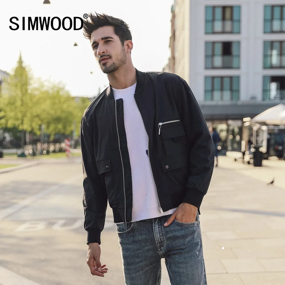 

SIMWOOD 2019 autumn Winter MA-1 Unfilled Flight Jacket Men Fashion Zipper Bomber Baseball Jacket Plus Size Brand Clothing 180500