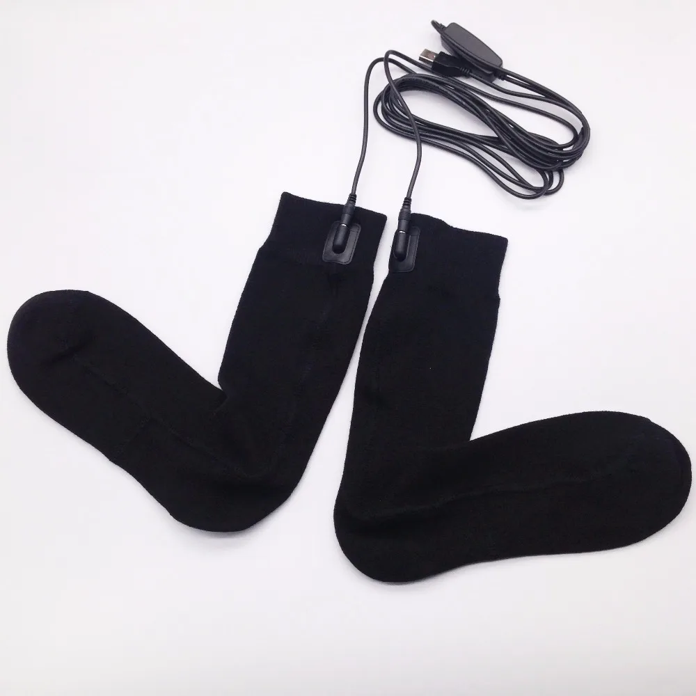 3 Modes Temperature Adjustable 5V USB Heated Socks Black Cotton Socks