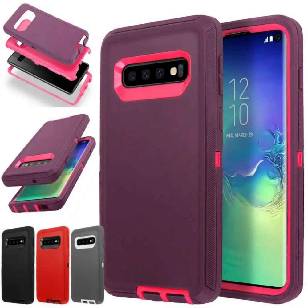 

For Samsung Galaxy S9 S9 plus S8 S7 edge Hybrid Armor Shockproof Rugged Phone Case PC and TPU Combo Cover For S10 S10 lite coque