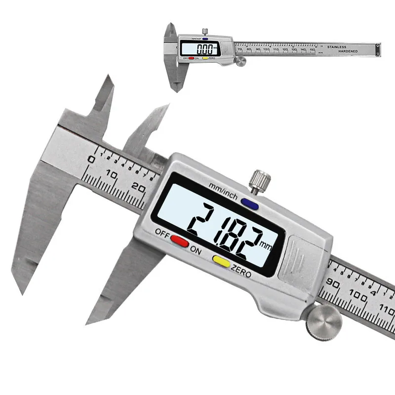 Измерительный инструмент из нержавеющей стали цифровой суппорт " 150 мм messchieber paquimetro измерительный инструмент штангенциркуль - Цвет: Silver