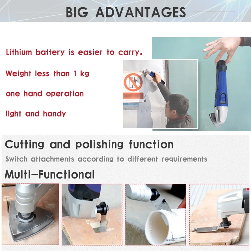 NEWONE 12V Cordless Multi Oscillating Tool Variable Speed Electrical Renovator Trimmer Saw Power Tool Machine with Saw Blades