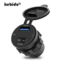 Kebidu 12 V-24 V зарядных порта USB для автомобиля Зарядное устройство с Led светильник Мощность автомобильный адаптер розетка Отдельный переключатель QC3.0 телефон быстрое зарядное устройство для автомобиля