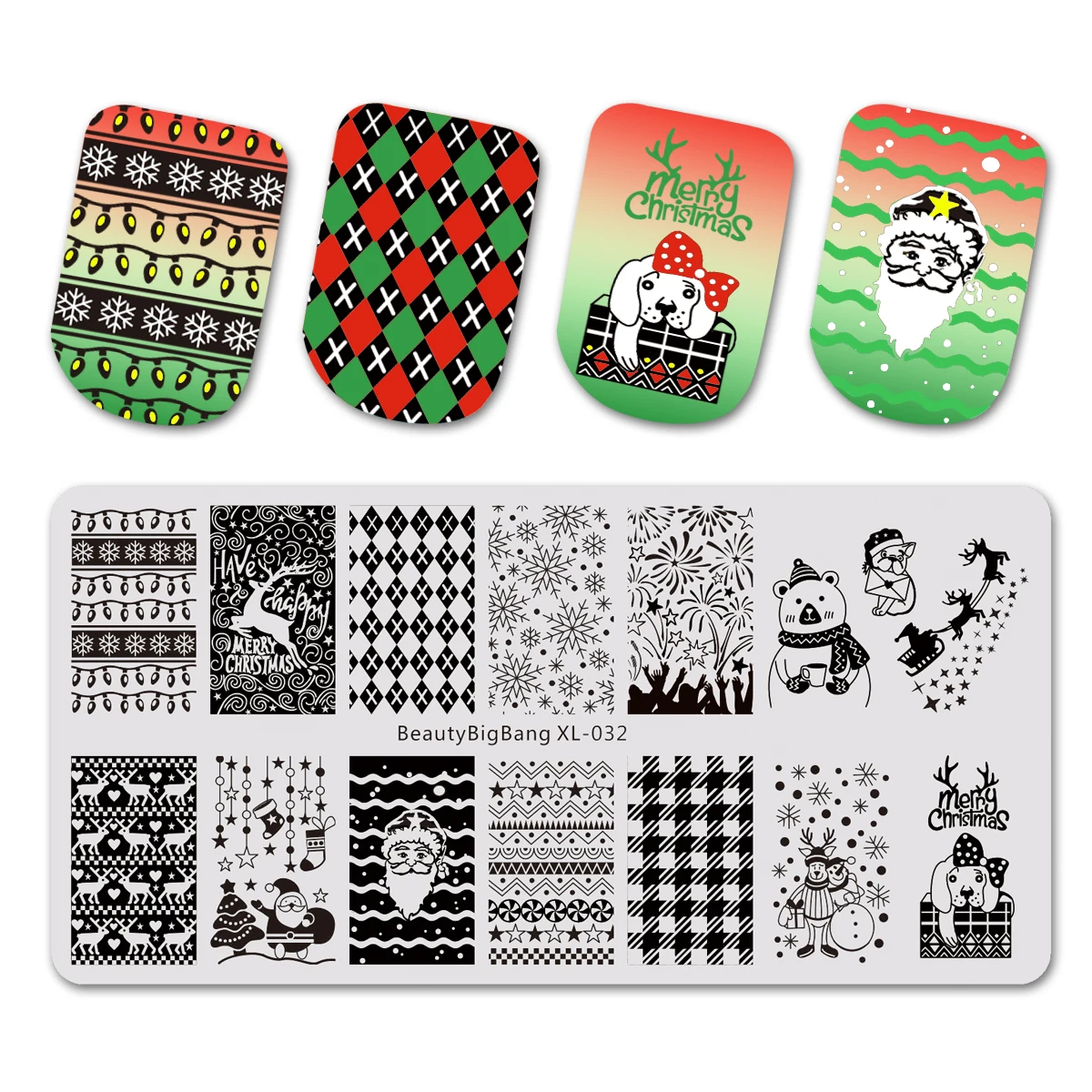 BEAUTYBIGBANG 6*12cm Nail Art Stamping Plates Rectangle Template Square Geometric stitching Sweater Pattern Flower XL042 - Цвет: 643824322844