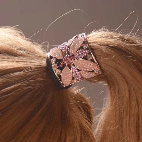 Gold Tone Faux Pearl Embellished Ponytails Holders Hair Cuff Butterfly