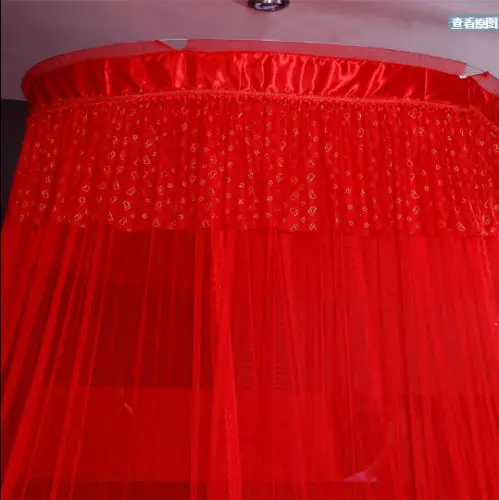 Красные Романтические свадебные москитные сетки Навес-купол кровать занавес подходит для всех размеров кровати