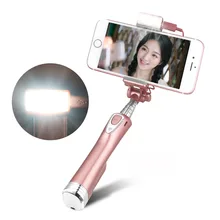 Universal Fill Light Selfie Stick Monopod w Rear Mirror led Light and Bluetooth Remote Shutter for