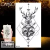 OMMGO Geometric Elk Antlers Temporary Triangle Tattoos Round Arrow Deer Rhombus Tattoo Body Art Arm Black Fake 3D Tatoos Sticker ► Photo 2/6