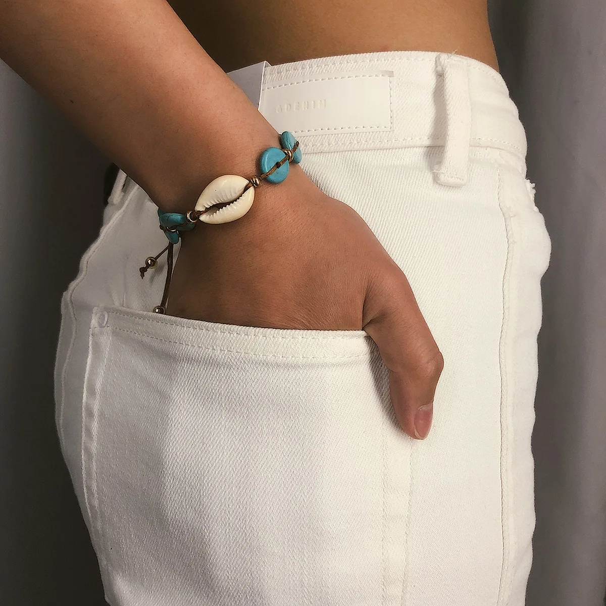 

2019 New Bohemian shell Charm bracelet handmade beaded bracelets for women Beach shell Faux Blue Marble stone bracelet jewelry