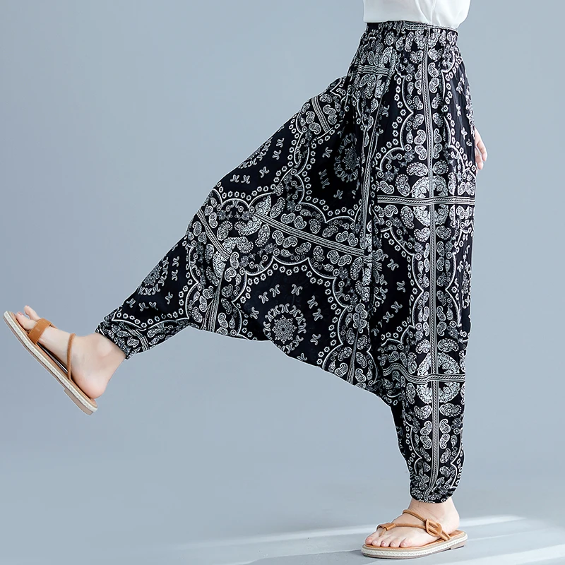 #0660 Summer Vintage Pants Women Elastic Waist Big Size Ladies Trousers Wide Leg High Waist Retro Baggy Pants Female Harajuku #0660 Summer Vintage Pants Women Elastic Waist Big Size Ladies Trousers Wide Leg High Waist Retro Baggy Pants Female Harajuku