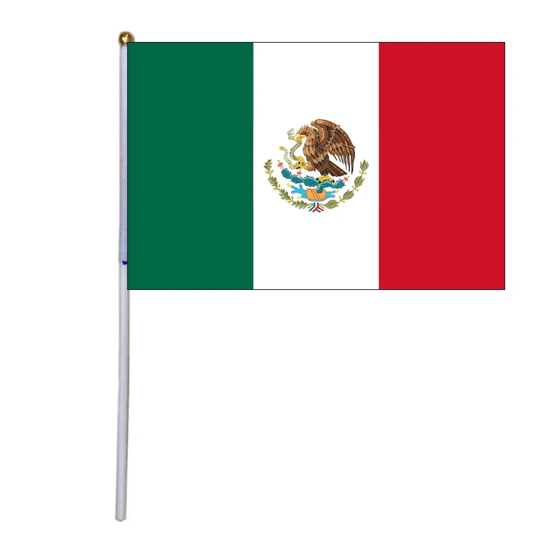 xvggdg 14*21 см Мексика маленький флажок 100 шт./пакет с пластиковым стержнем Мексика ручной флаг