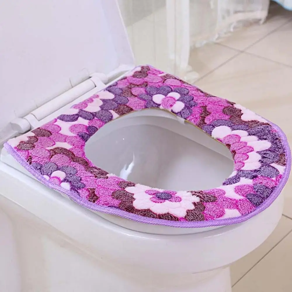 Цветок для ванной узор грелка Накладка на унитаз моющееся сиденье для унитаза крышка коврик - Цвет: Purple