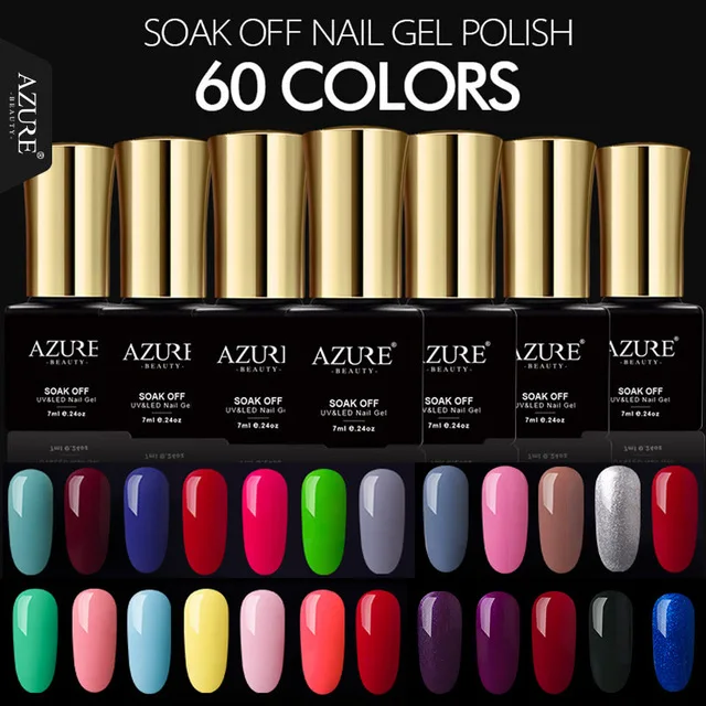  Azure 60 Colors Soak Off UV Nail Gel Long-lasting 7ML Diamond Glitter Gel Nail Polish Beauty Varnis
