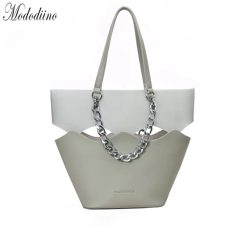 

Mododiino Shoulder Bag Women Hollow Out Handbag Luxury Chain Handbag Designer PU Composite Bag Leather Bucket Bag Totes DNV1116