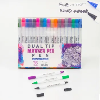 

36 Colors Dual Tip Felt Pen,Water Color Based Ink Marker Pen For Painting,Drawing and Sketching