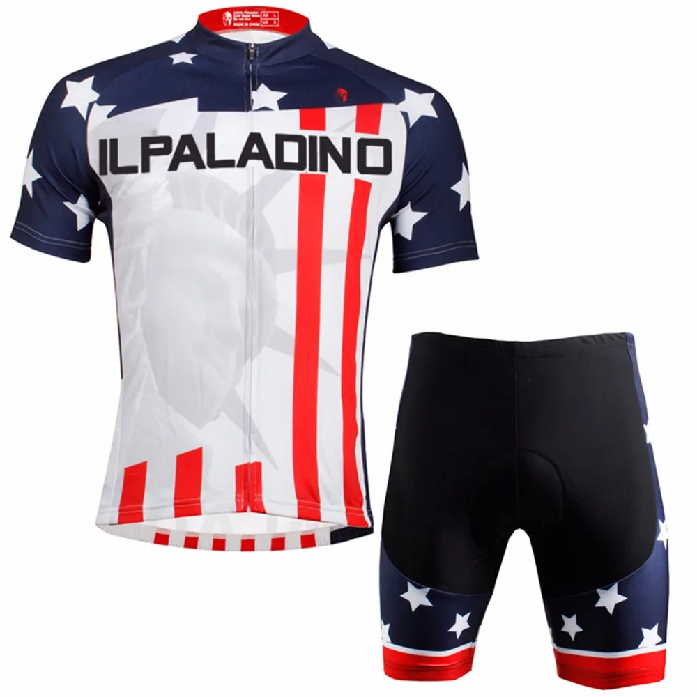 

ILPALADINO Men's Outdoor Riding Sports Short Sleeve Jersey Star And Stripes Is Strap No Strap MTB Road Cycling Clothing