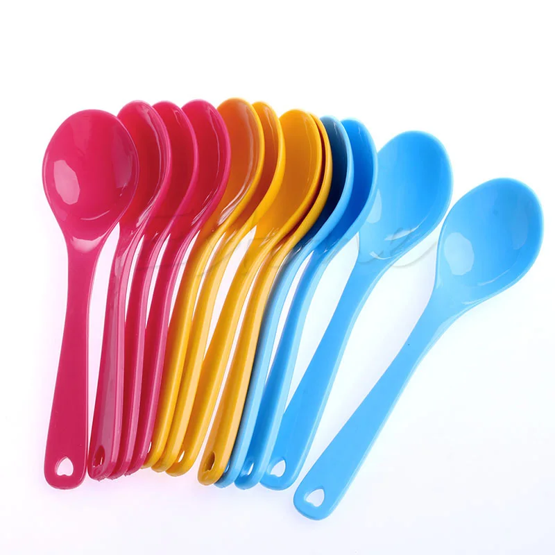 12Pcs Baby Feeding Spoon Safe Plastic Toddler Training Eating Spoon Set
