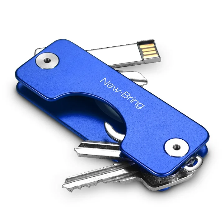 NewBring ключница Алюминиевый металлический EDC мужской Автомобильный держатель для ключей умная ключница дизайн EDC ключи Органайзер брелок сумка кошелек - Цвет: G2 blue
