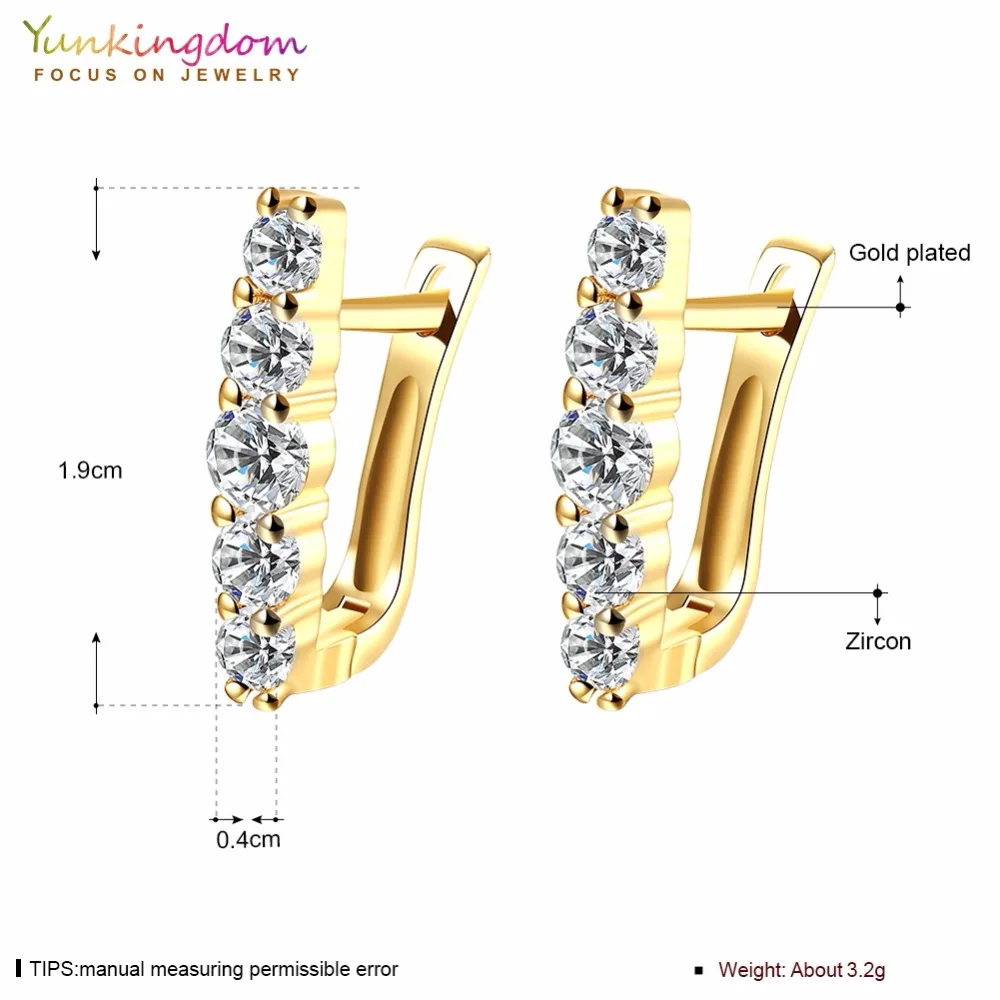 Женские серьги кольца Yunkingdom стразы с прозрачными кристаллами и цирконием