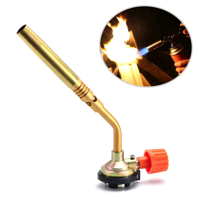 Бутановый газовый ударный фонарь огнеметный Кемпинг сварочный инструмент для барбекю латунная выпечка Удобная Лучшая цена - Цвет: Золотой