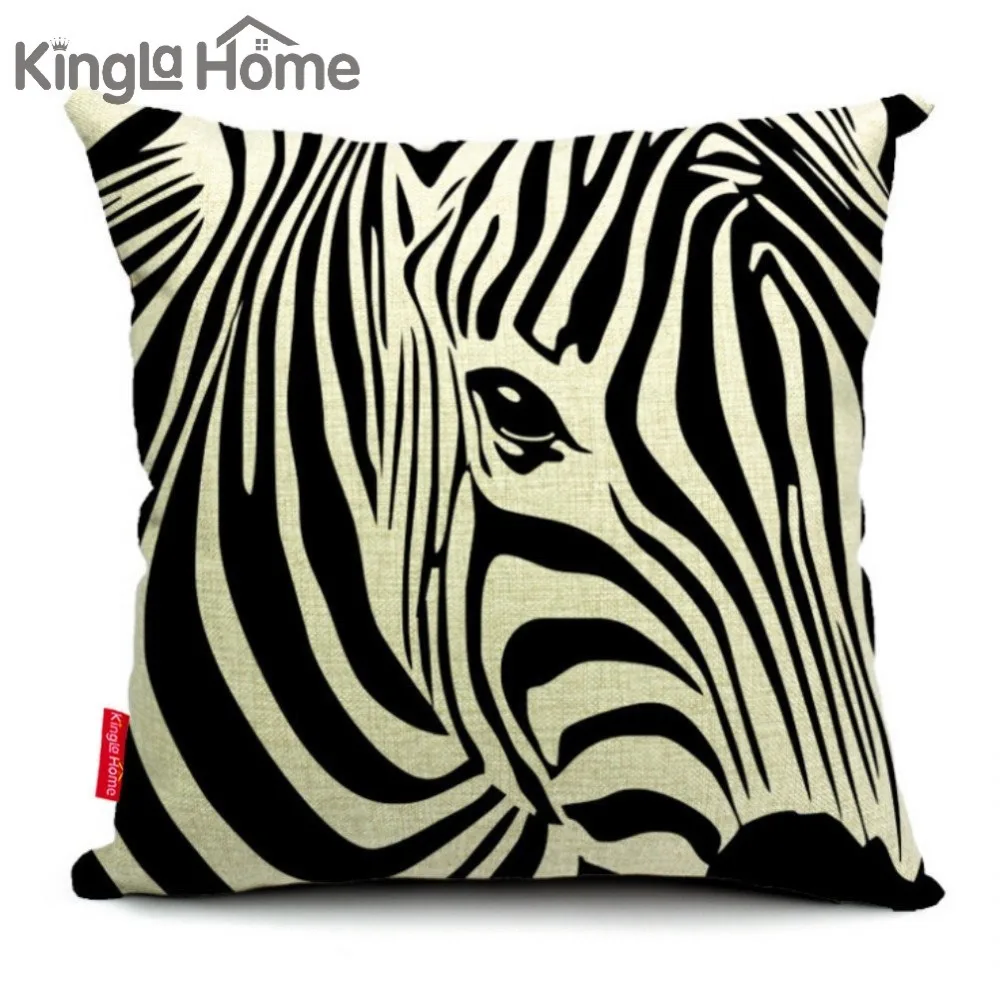 Decorative Animal Style Sofa Cushion Covers 45x45cm Zebra Cotton