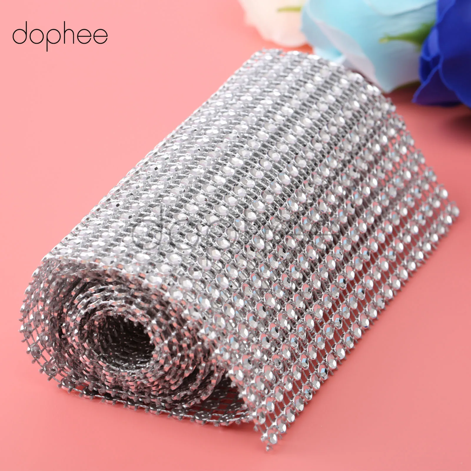 

dophee Diamond Mesh Wrap Roll Sparkle Rhinestone Crystal Ribbons Wedding Party DIY Crystal Ribbons Decoration Supplies