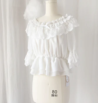 

Zanzea Rushed Real Half Plus Size Free Shipping 2019 New Free Japanese Lolita's Lolita Slim Bottom Shirt With Lace And Sleeves