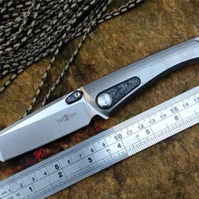 TwoSun TS80 карманный складной нож D2 Танто-лезвие Титан+ ручка из углеродного волокна с зажимом для охоты на открытом воздухе