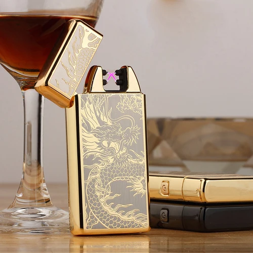 

2016 NEW Usb Rechargeable Electric Arc Arc Lighters Personalized Cross Double Pulse Slim Lighter